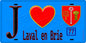 Plaque métal décorative  J' ❤️Laval-en-Brie, Seine et Marne (77) fond bleu