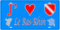Plaque métal décorative, J' ❤️Le Bas Rhin, fond  mur bleu carte