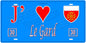Plaque métal décorative, J' ❤️Le Gard, région Occitanie fond  mur bleu 30