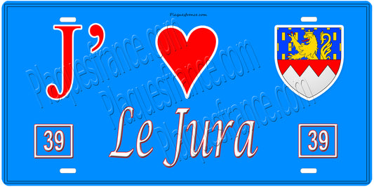 Plaque métal décorative  J' ❤️ Le Jura (39)
