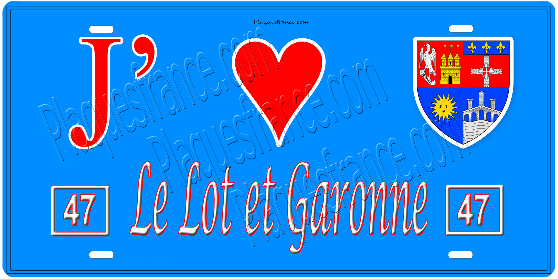 Plaque métal décorative, J' ❤️Le Lot et Garonne 47, Nouvelle Aquitaine, France