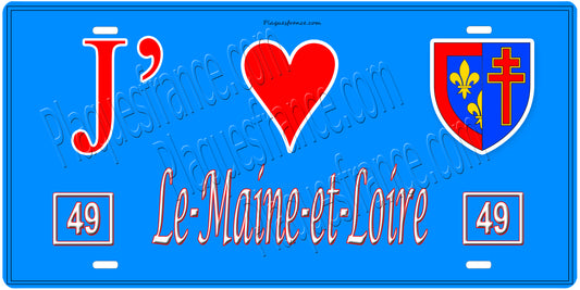 Plaque métal décorative, J' ❤️Le Maine et Loire, Pays de la Loire, France