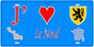 Plaque métal décorative, J' ❤️le Nord (59)