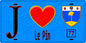 Plaque métal décorative  J' ❤️Le Pin, Seine et Marne (77) fond bleu
