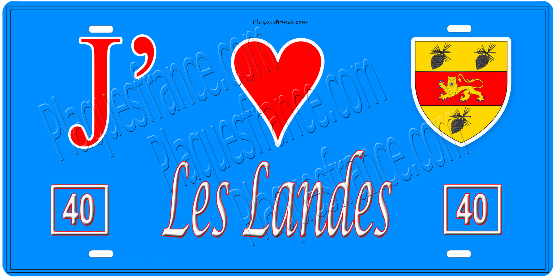 Plaque métal décorative, J' ❤️Les Landes,  40