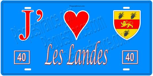 Plaque métal décorative, J' ❤️Les Landes,  40