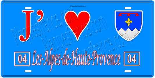 Plaque métal décorative, J' ❤️Les Alpes de Haute Provence, région  Provence, Alpes, Côte d'Azur