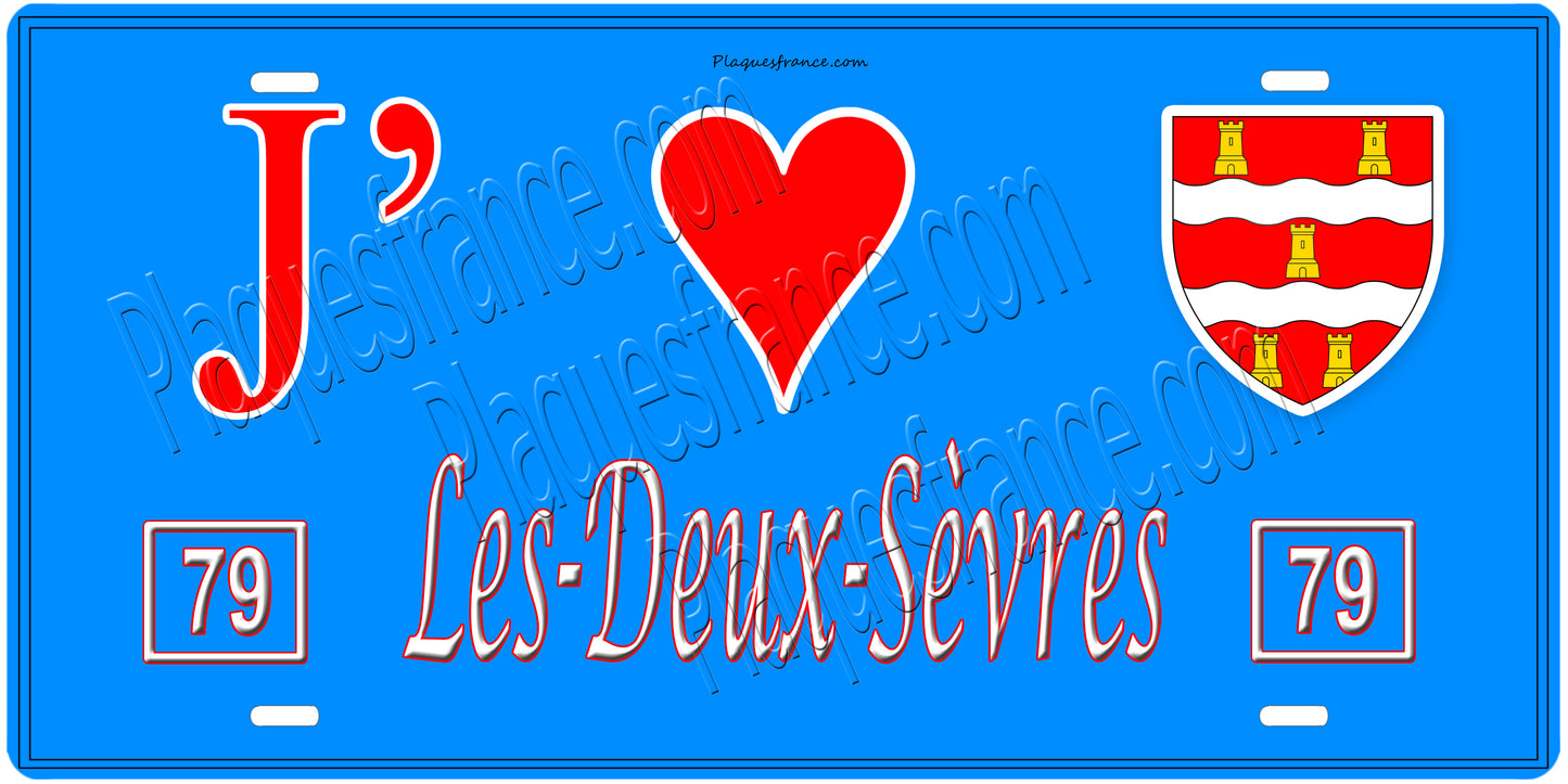 Plaque métal décorative  J' ❤️ Les Deux Sèvres (79)