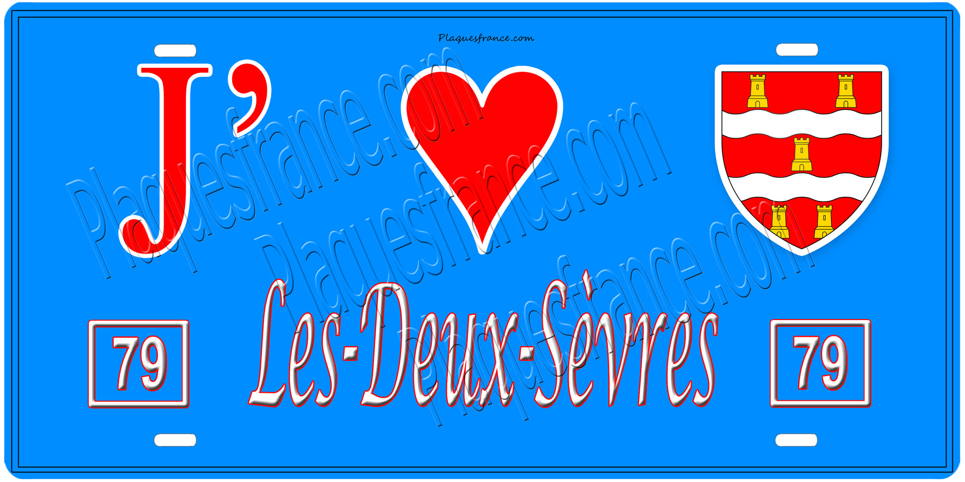 Plaque métal décorative  J' ❤️ Les Deux Sèvres (79)