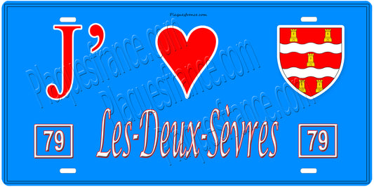 Plaque métal décorative  J' ❤️ Les Deux Sèvres (79)