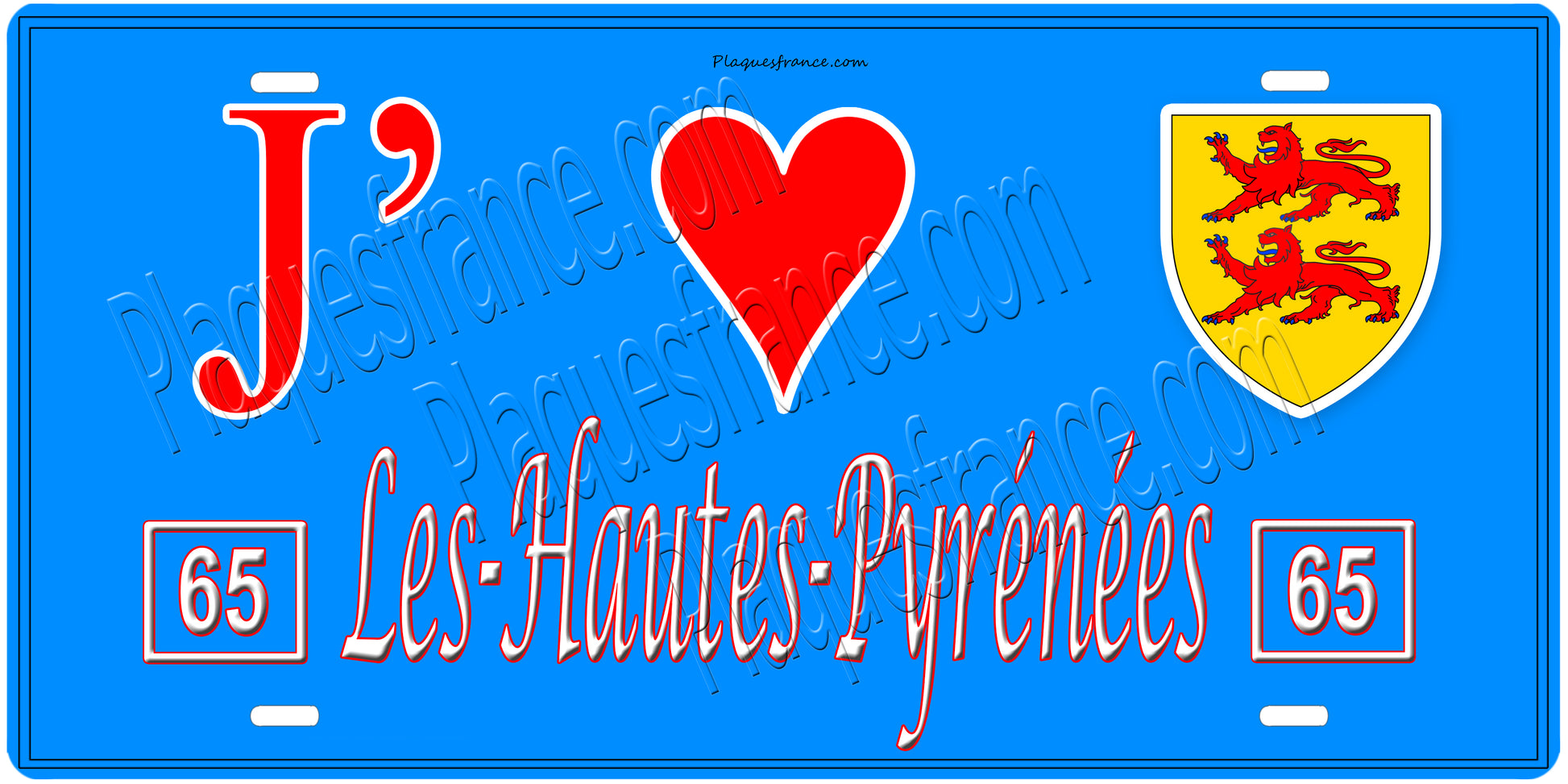 Plaque métal décorative, J' ❤️Les Hautes Pyrénées , région Provence Alpes Côte d'Azur, France
