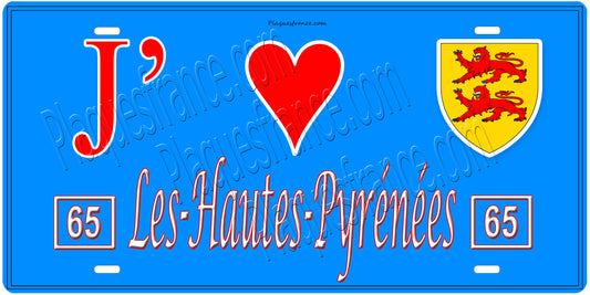 Plaque métal décorative, J' ❤️Les Hautes Pyrénées , région Provence Alpes Côte d'Azur, France