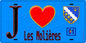 Plaque métal décorative  J' ❤️Les Molières, Essonne (91) fond bleu