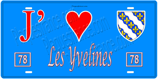 Plaque métal décorative, J' ❤️Les Yvelines (78) région Ile de France