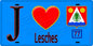 Plaque métal décorative  J' ❤️Lesches, Seine et Marne (77) fond bleu