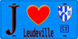 Plaque métal décorative  J' ❤️Leudeville, Essonne (91) fond bleu