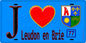Plaque métal décorative  J' ❤️Leudon-en-Brie, Seine et Marne (77) fond bleu