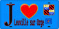 Plaque métal décorative  J' ❤️Leuville-sur-Orge, Essonne (91) fond bleu