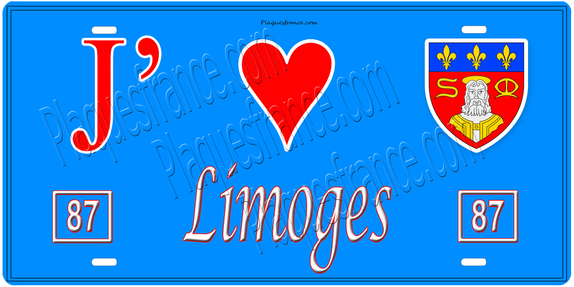 Plaque métal décorative, J' ❤️Limoges, Haute Vienne 87