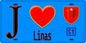 Plaque métal décorative  J' ❤️Linas, Essonne (91) fond bleu