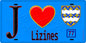 Plaque métal décorative  J' ❤️Lizines, Seine et Marne (77) fond bleu
