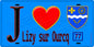 Plaque métal décorative  J' ❤️Lizy-sur-Ourcq, Seine et Marne (77) fond bleu