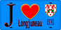 Plaque métal décorative  J' ❤️Longjumeau, Essonne (91) fond bleu