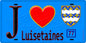 Plaque métal décorative  J' ❤️Luisetaines, Seine et Marne (77) fond bleu