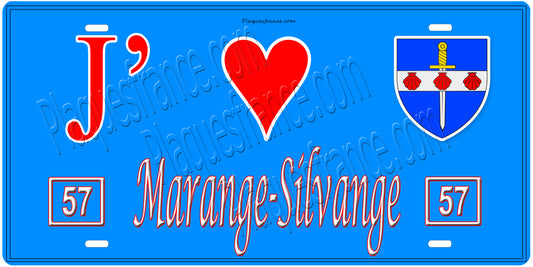 Plaque métal décorative 15 x 30 cm fond mur bleu 57 J' ❤️ Marange-Silvange, canton Rombas Moselle 57