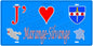 Plaque métal décorative 15 x 30 cm fond mur bleu carte J' ❤️ Marange-Silvange, canton Rombas Moselle 57