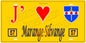 Plaque métal décorative 15 x 30 cm fond mur jaune 57 J' ❤️ Marange-Silvange, canton Rombas Moselle 57