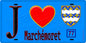 Plaque métal décorative  J' ❤️Marchémoret, Seine et Marne (77) fond bleu