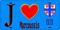 Plaque métal décorative  J' ❤️Marcoussis, Essonne (91) fond bleu