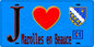 Plaque métal décorative  J' ❤️Marolles-en-Beauce, Essonne (91) fond bleu