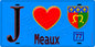Plaque métal décorative  J' ❤️Meaux, Seine et Marne (77) fond bleu
