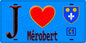 Plaque métal décorative  J' ❤️Mérobert, Essonne (91) fond bleu