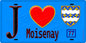 Plaque métal décorative  J' ❤️Moisenay, Seine et Marne (77) fond bleu