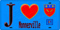 Plaque métal décorative  J' ❤️Monnerville, Essonne (91) fond bleu
