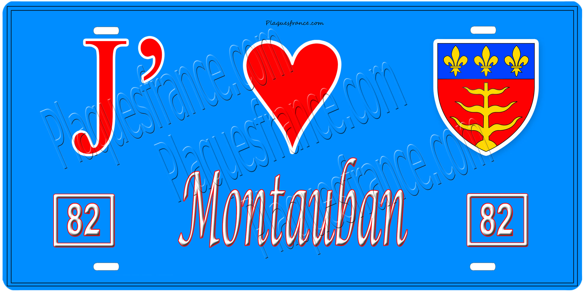 Plaque métal décorative, J' ❤️Montauban, Tarn et Garonne 82
