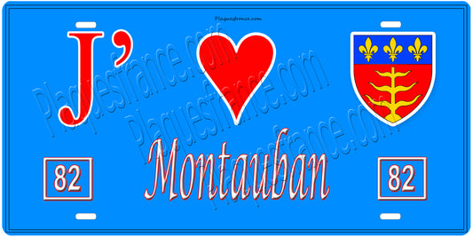 Plaque métal décorative, J' ❤️Montauban, Tarn et Garonne 82
