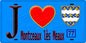 Plaque métal décorative  J' ❤️Montceaux-lès-Meaux, Seine et Marne (77) fond bleu