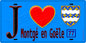 Plaque métal décorative  J' ❤️Montgé-en-Goële, Seine et Marne (77) fond bleu