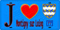 Plaque métal décorative  J' ❤️Montigny-sur-Loing, Seine et Marne (77) fond bleu