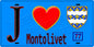 Plaque métal décorative  J' ❤️Montolivet, Seine et Marne (77) fond bleu