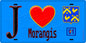 Plaque métal décorative  J' ❤️Morangis, Essonne (91) fond bleu