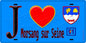 Plaque métal décorative  J' ❤️Morsang-sur-Seine, Essonne (91) fond bleu
