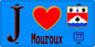 Plaque métal décorative  J' ❤️Mouroux, Seine et Marne (77) fond bleu