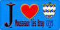 Plaque métal décorative  J' ❤️Mousseaux-lès-Bray, Seine et Marne (77) fond bleu