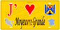 Plaque métal décorative 15 x 30 cm fond mur jaune carte J' ❤️ Moyeuvre-Grande, canton Hayange Moselle 57