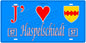 Plaque métal décorative, J'❤️ Haspelschiedt, Moselle, fond mur bleu 57